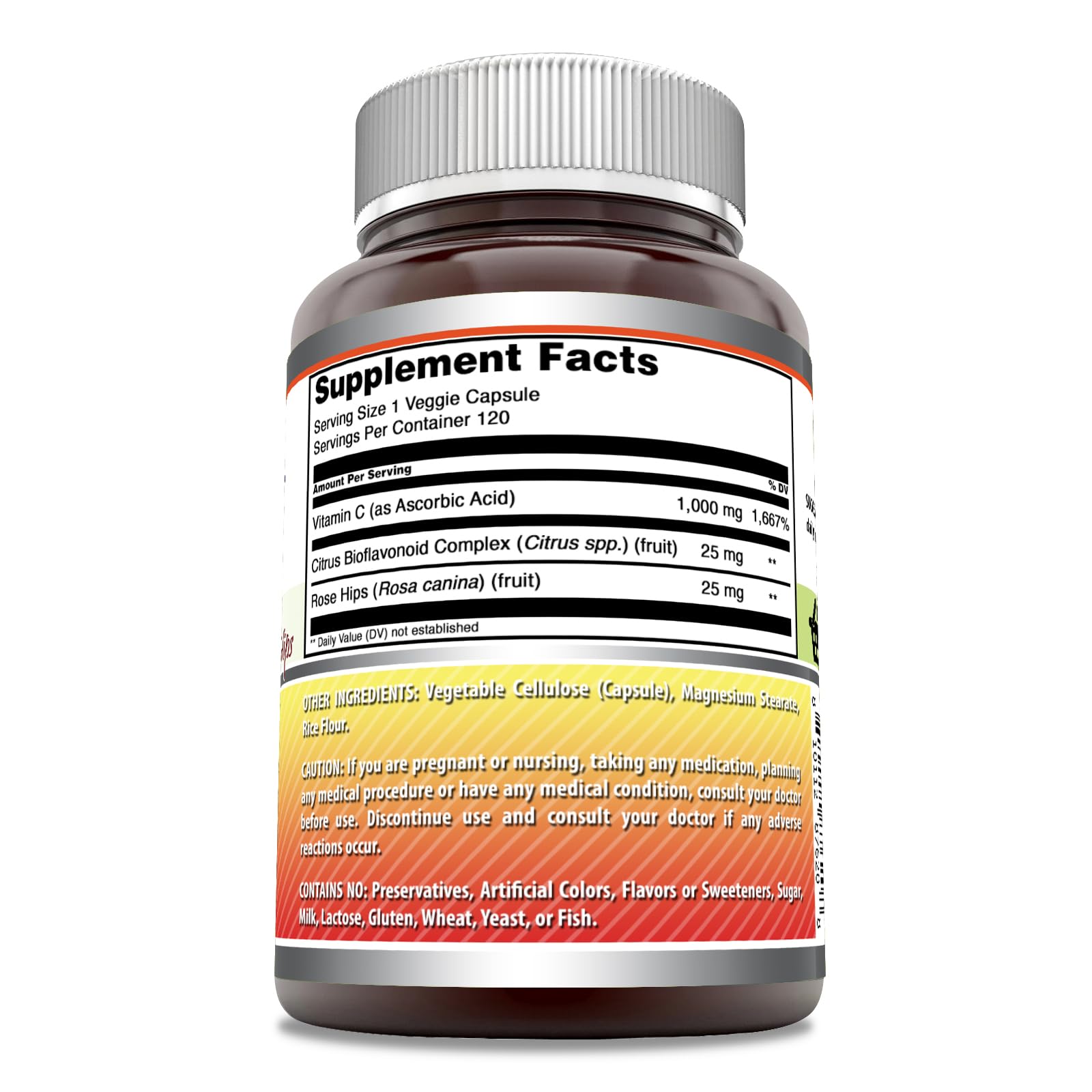Etiqueta Amazing Formulas vitamina C cápsulas vegetales