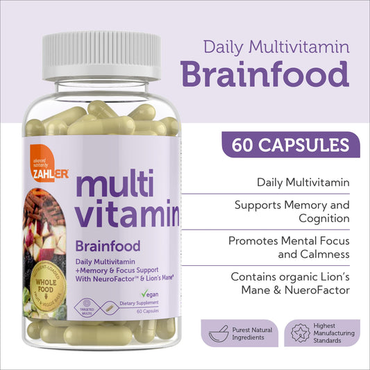 Etiqueta mostrando beneficios del Zahler Brainfood