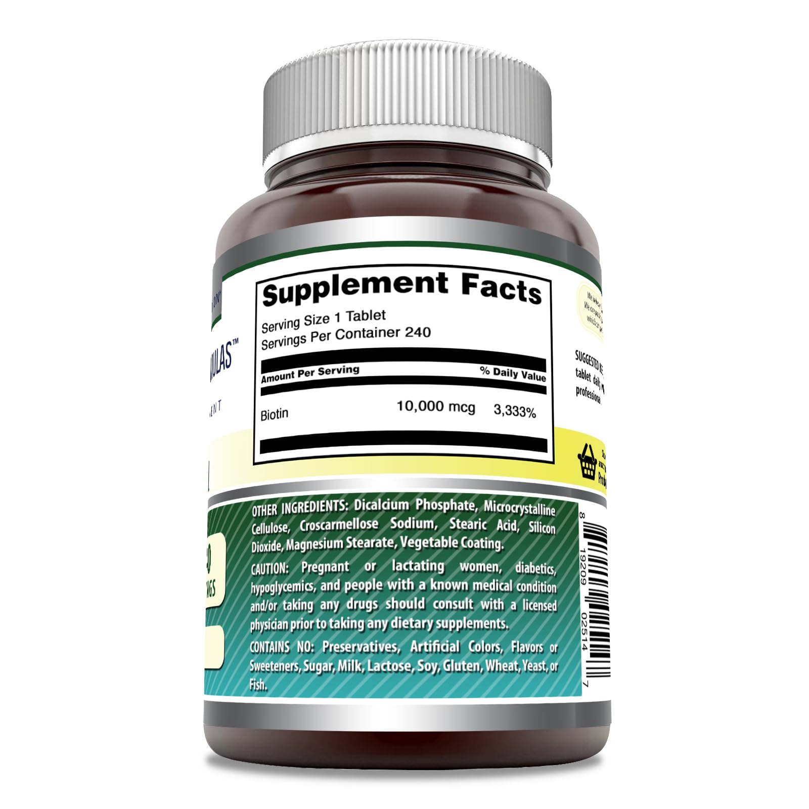 Etiqueta biotina Amazing Formulas 10000mcg