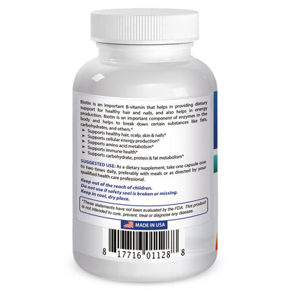 Etiqueta Biotina máxima potencia Best Naturals 10,000 mcg