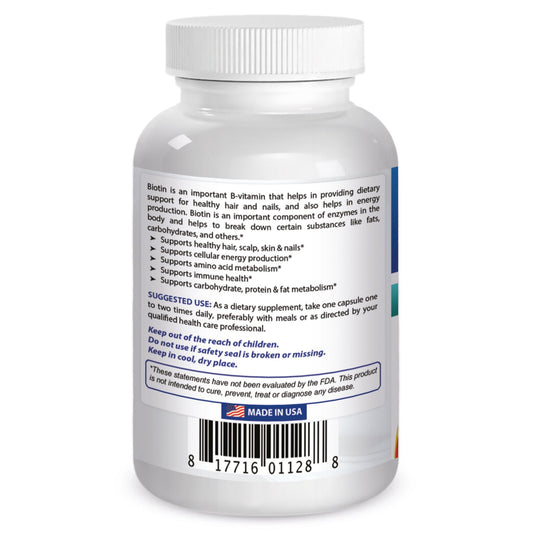 Etiqueta Biotina máxima potencia Best Naturals 10,000 mcg