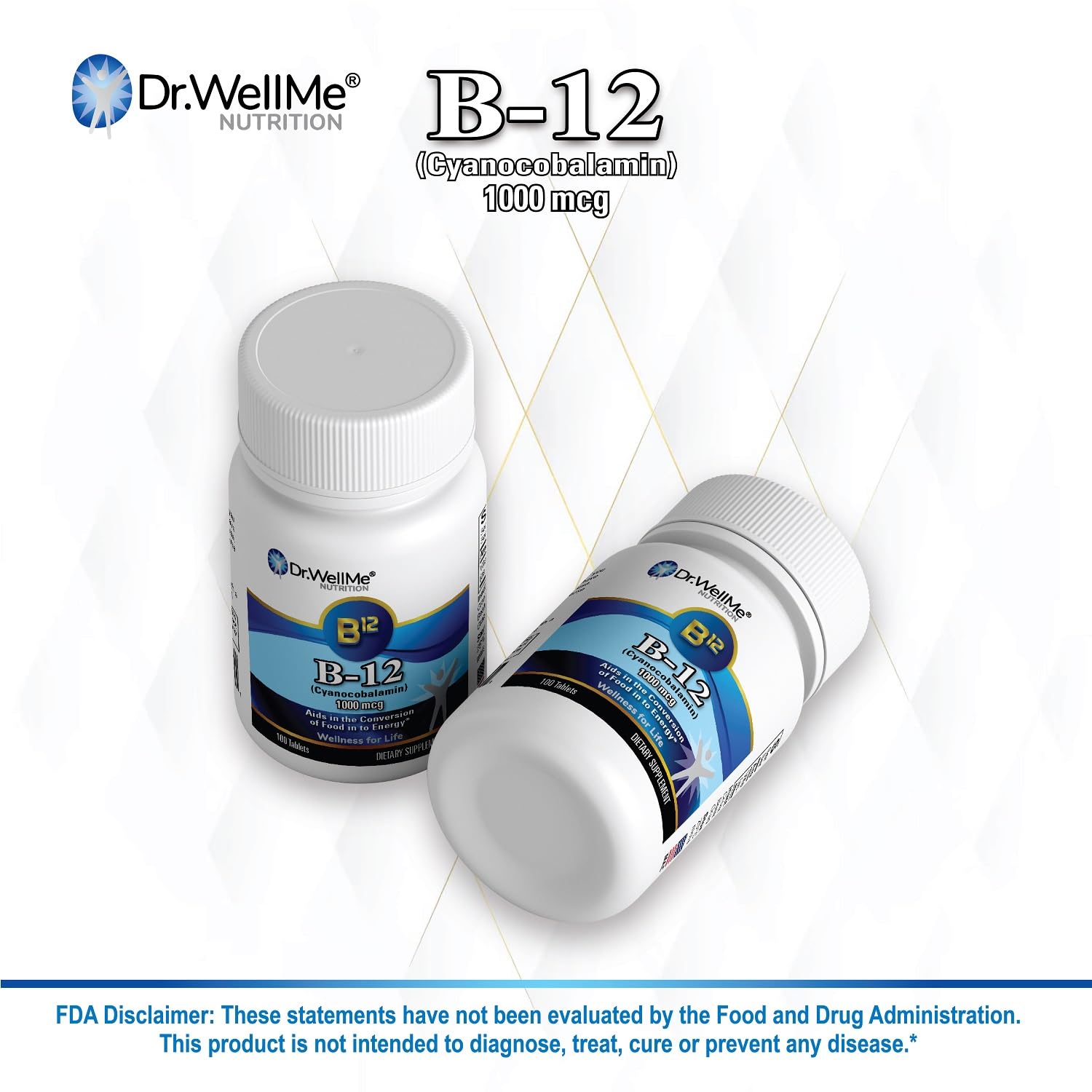 Etiqueta botella Dr.WellMe suplemento vitamina B-12