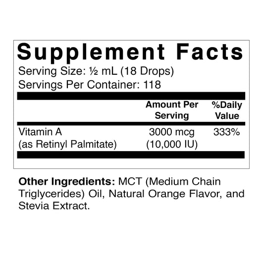 Etiqueta botella gotas vitamina A Vitamatic sabor naranja