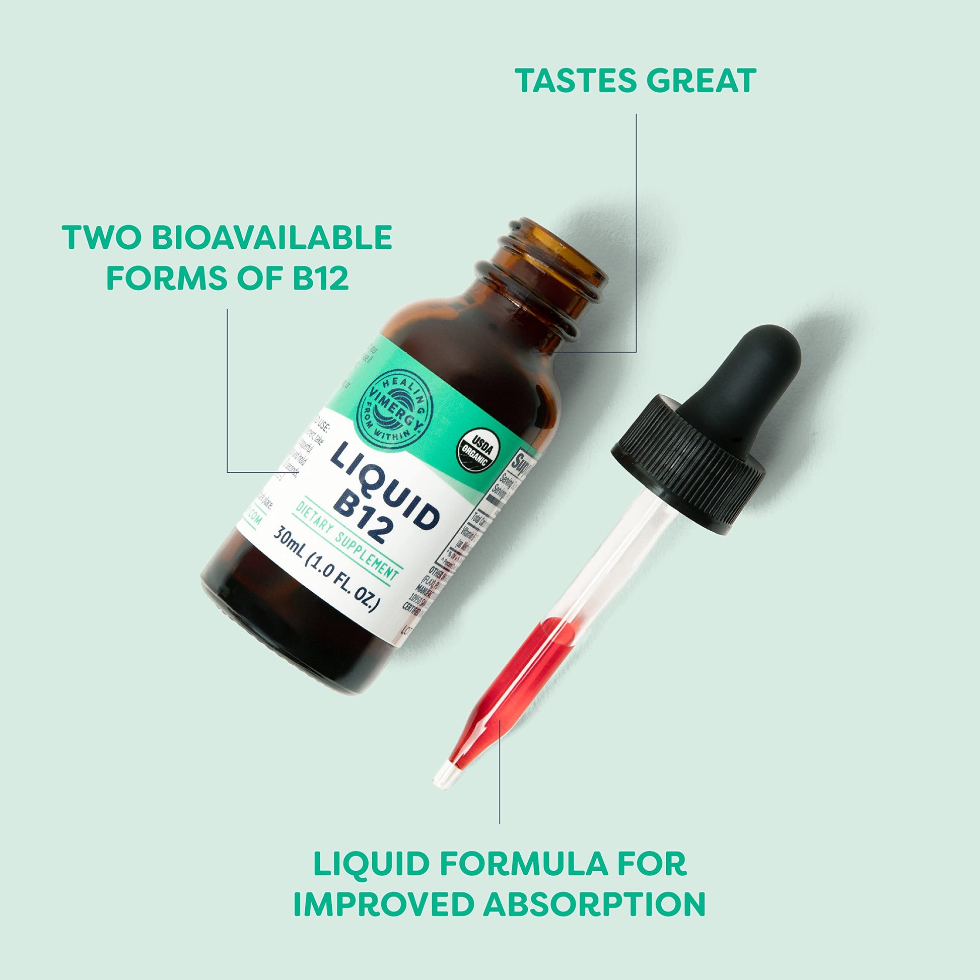 Etiqueta botella vitamina b12 vimergy fórmula vegana