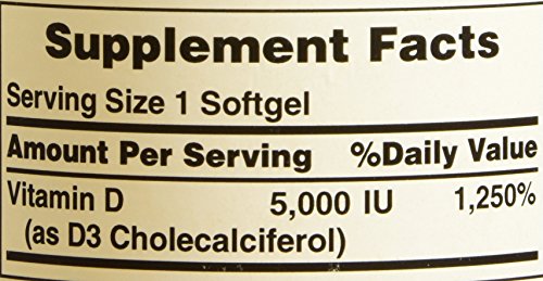 Etiqueta botella Vitamina D3 Puritan's Pride 5000 UI