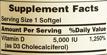 Etiqueta botella Vitamina D3 Puritan's Pride 5000 UI