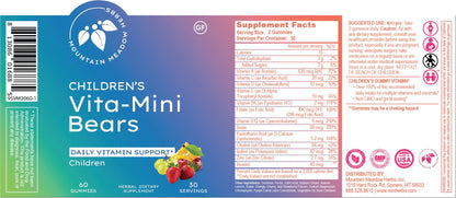 Etiqueta y caja de ositos multivitamínicos