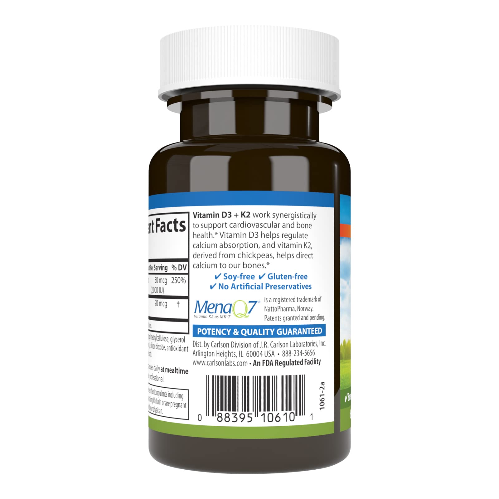 Etiqueta carlson vitamina d3 k2 cápsulas