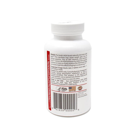 Etiqueta trasera de Carson Life Enhancer detallando ingredientes