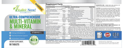Etiqueta completa de multivitamínico vegano