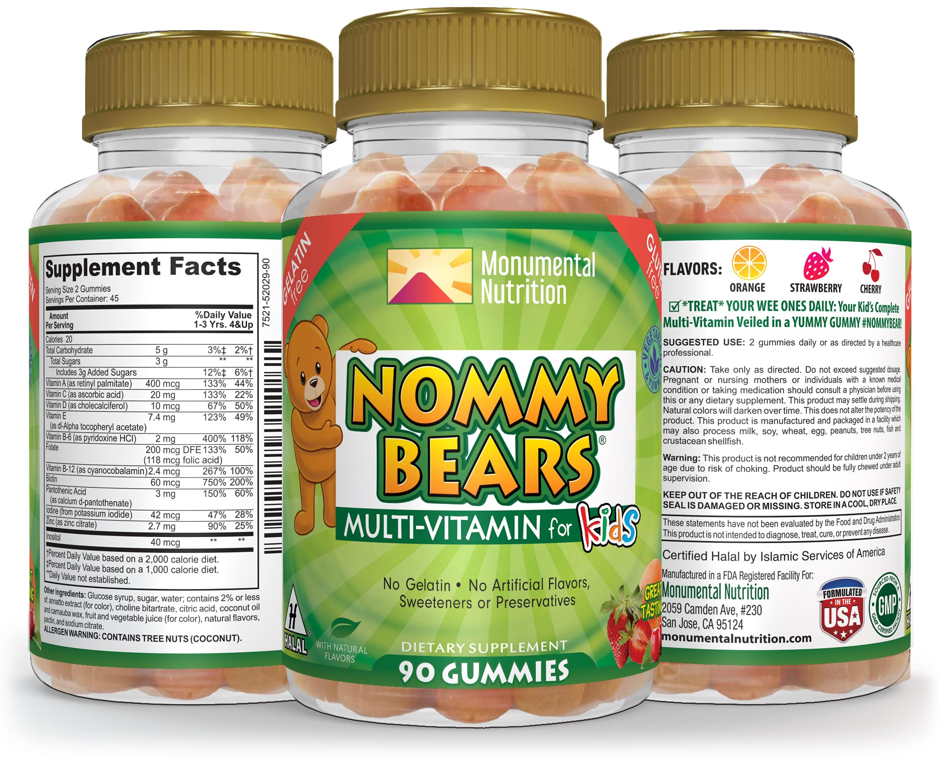 Etiketa completa de gomitas Nommy Bears