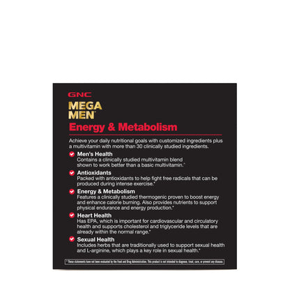 GNC Mega Men Energy etiqueta descripción