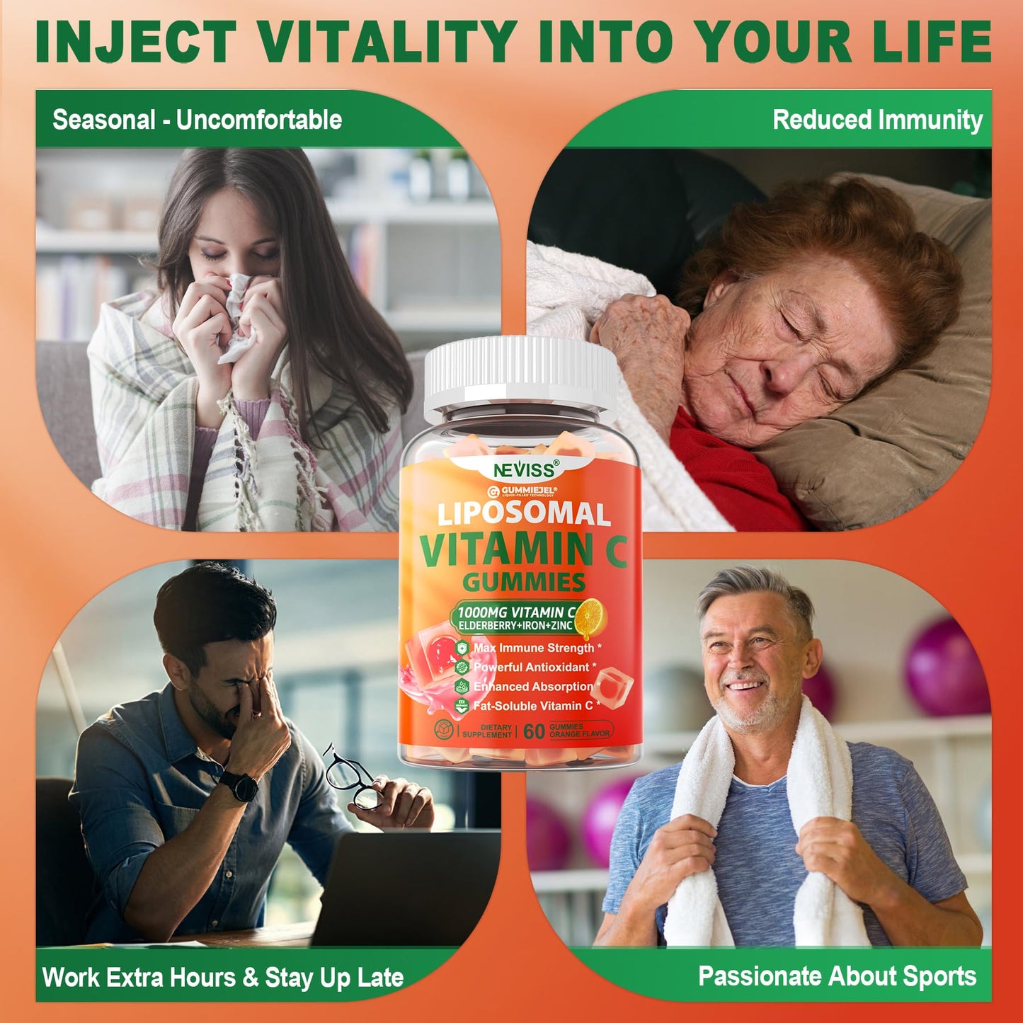 Etiqueta detallada gomitas vitamina c y d3 NEVISS USA