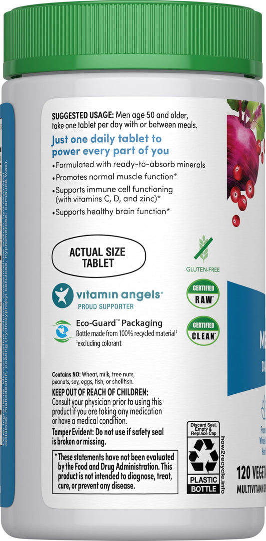 Detalles de la etiqueta del multivitamínico Rainbow Light para hombres mayores de 50