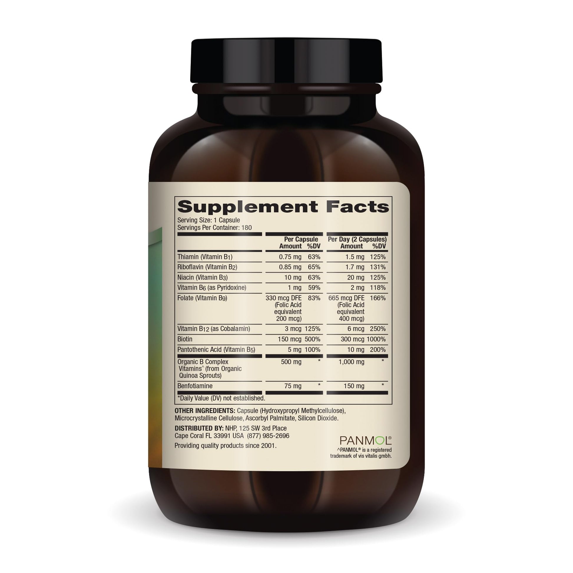 Etiqueta de Dr. Mercola complejo vitaminas B benfotiamina sin gluten