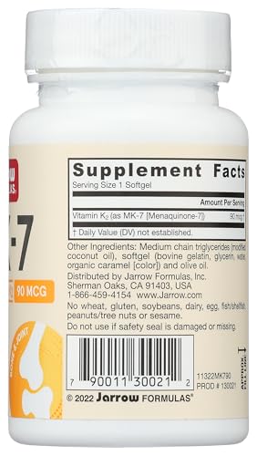 Etiqueta envase Jarrow Formulas MK-7 90 mcg cápsulas blandas