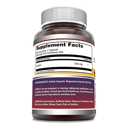 Etiqueta frasco Amazing Formulas Inositol 500 mg