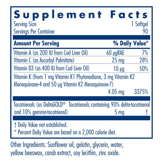 Etiqueta frontal suplemento Allergy Research Group Vitamina K