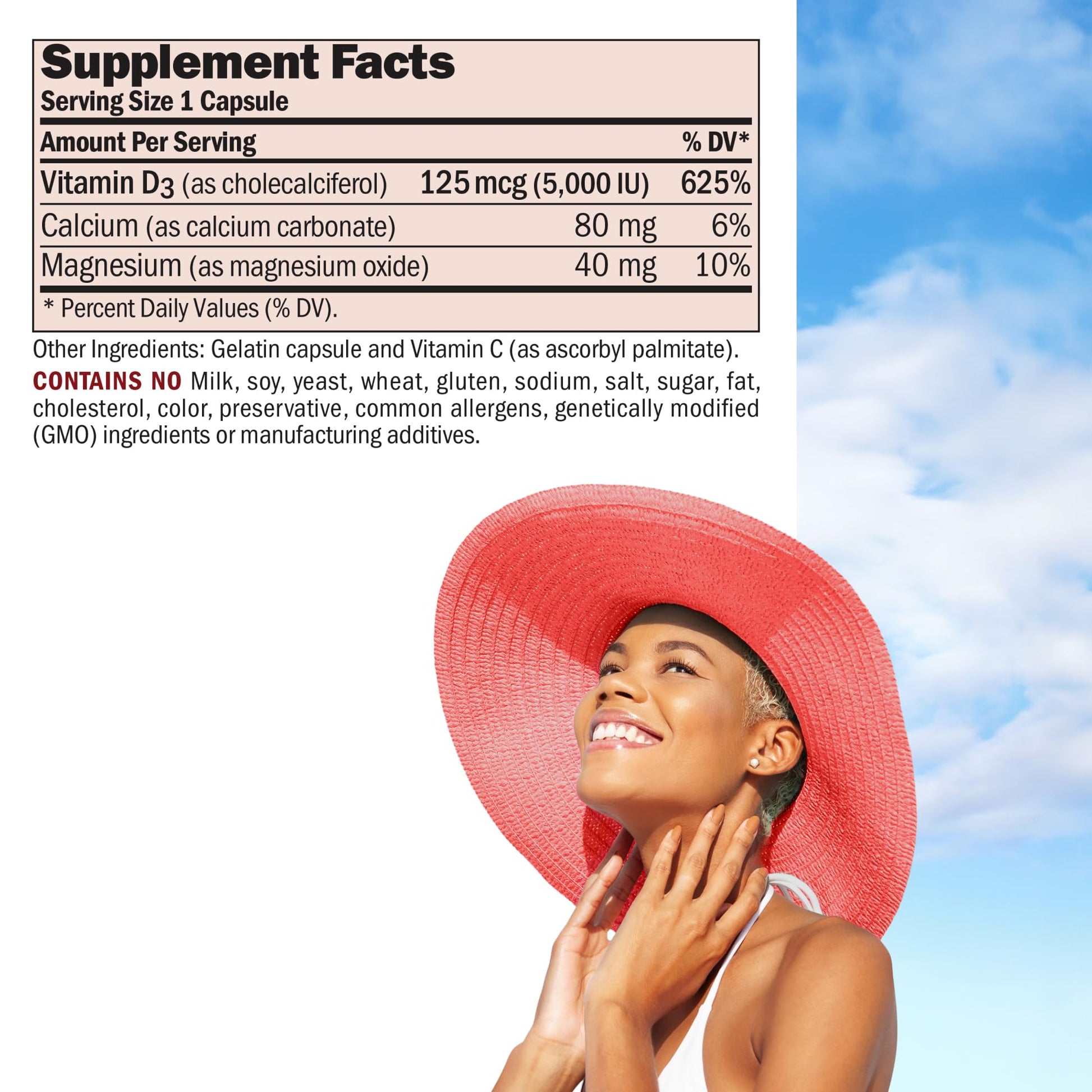 Etiqueta frontal Andrew Lessman Vitamina D3 5000 IU
