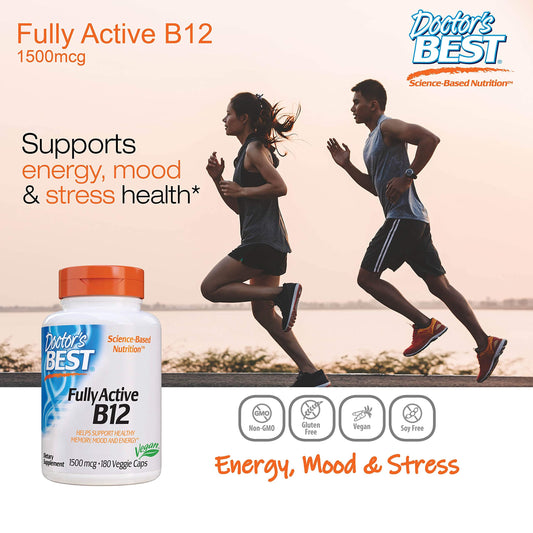 Etiqueta frontal Doctors Best metil B12 activa 180 cápsulas