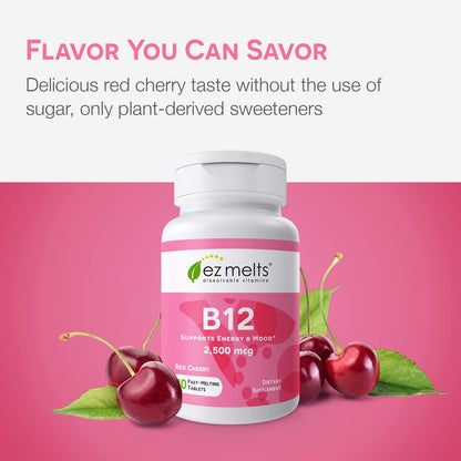 Etiqueta frontal EZ Melts vitamina B12 2500 mcg