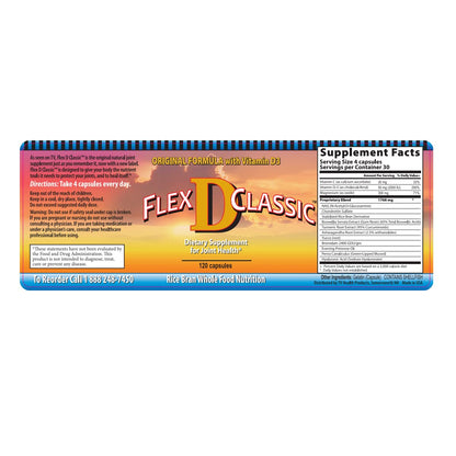 Etiqueta frontal Flex D Classic suplemento para articulaciones