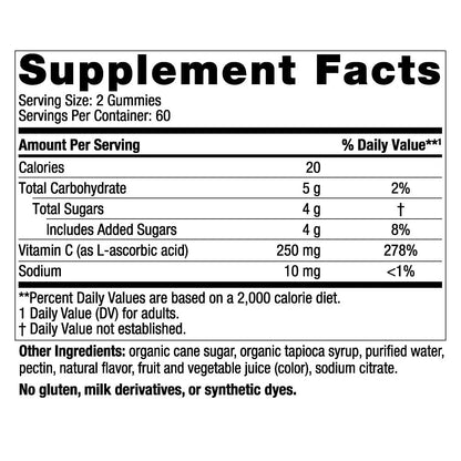 Etiqueta frontal gomitas vitamina c Nordic Naturals