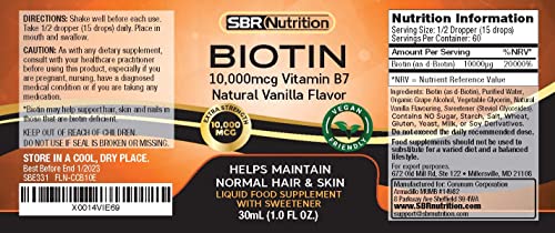 Etiqueta frontal gotas biotina liquida SBR Nutrition