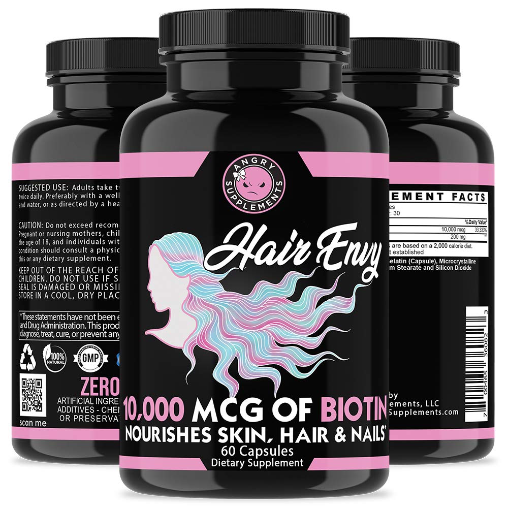 Etiqueta frontal Hair Envy Angry Supplements biotina
