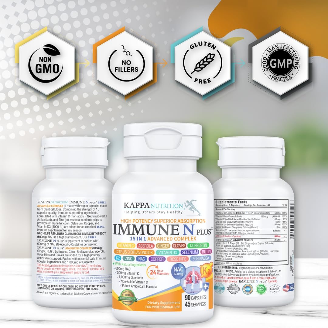 Etiqueta frontal Immune N Plus 15 en 1 cápsulas 90