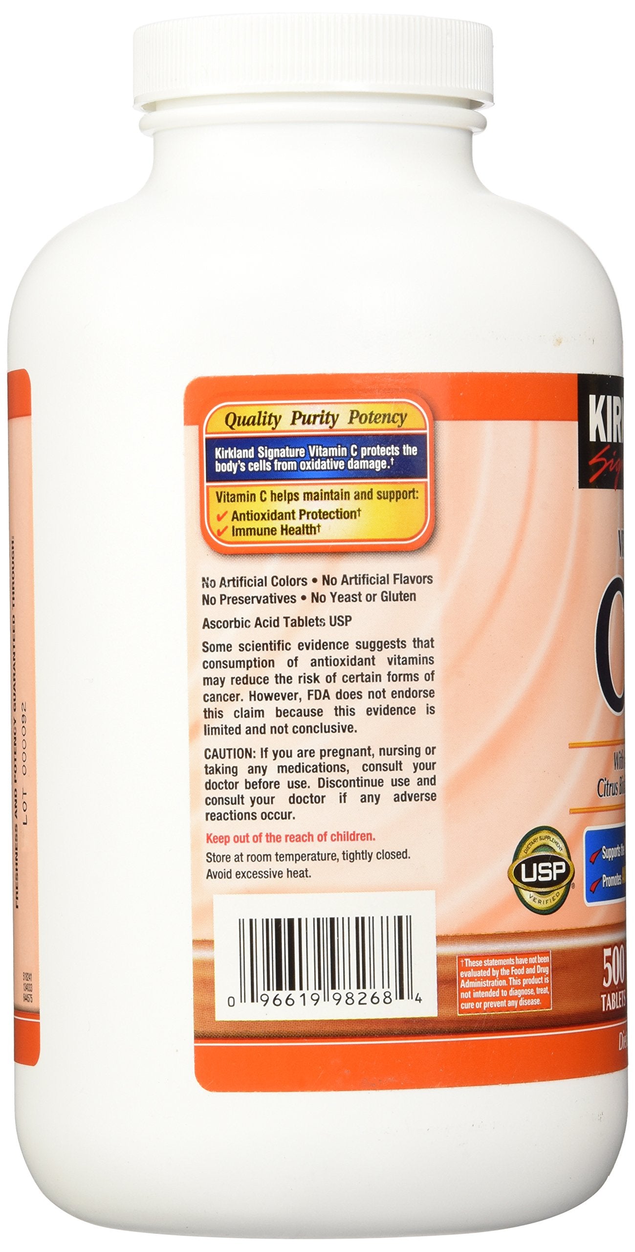 Etiqueta frontal Kirkland Signature vitamina C 1000 mg