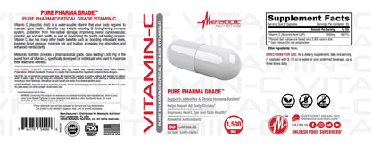 Etiqueta frontal Metabolic Nutrition Vitamina C 1500mg