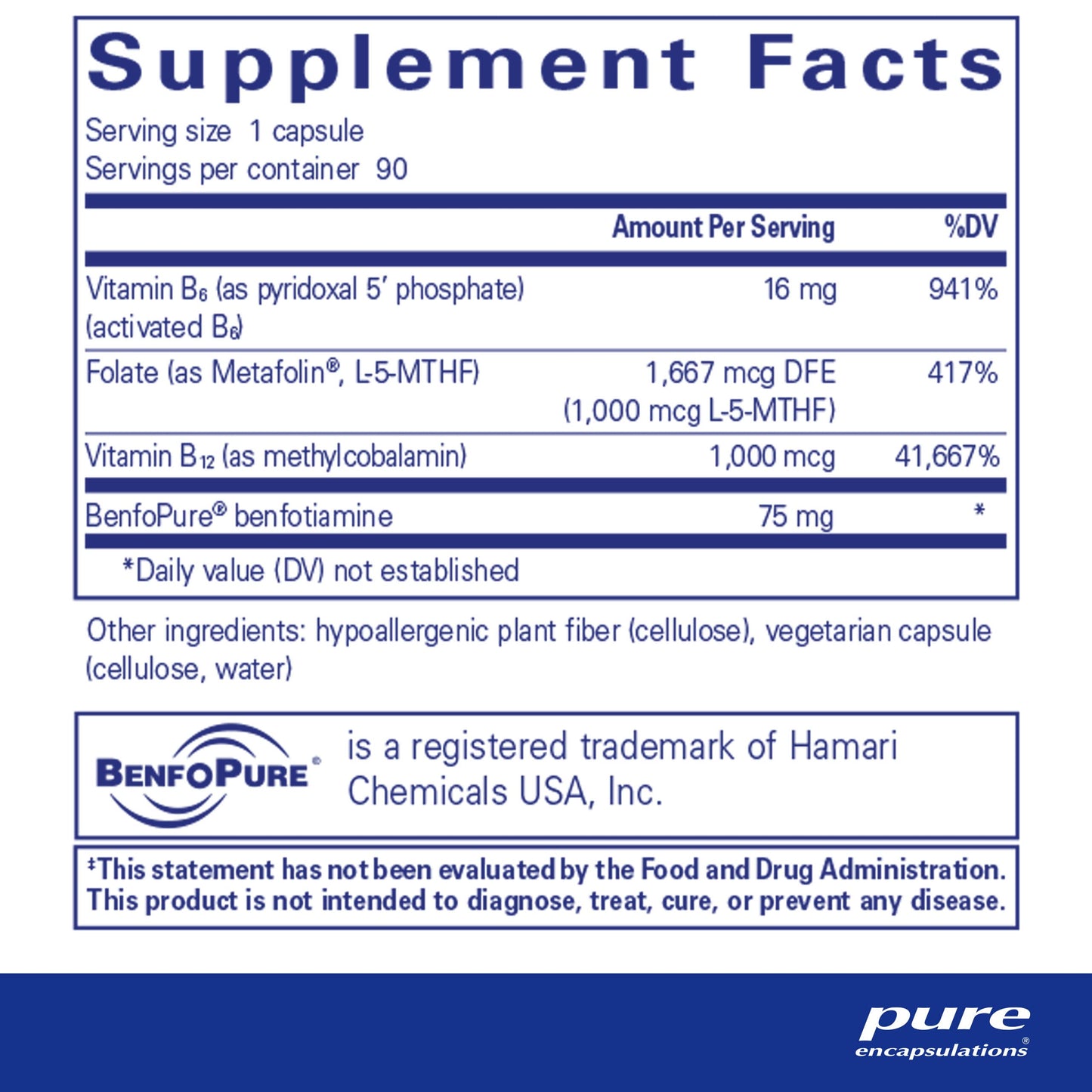 Etiqueta frontal MethylAssist cápsulas Pure Encapsulations