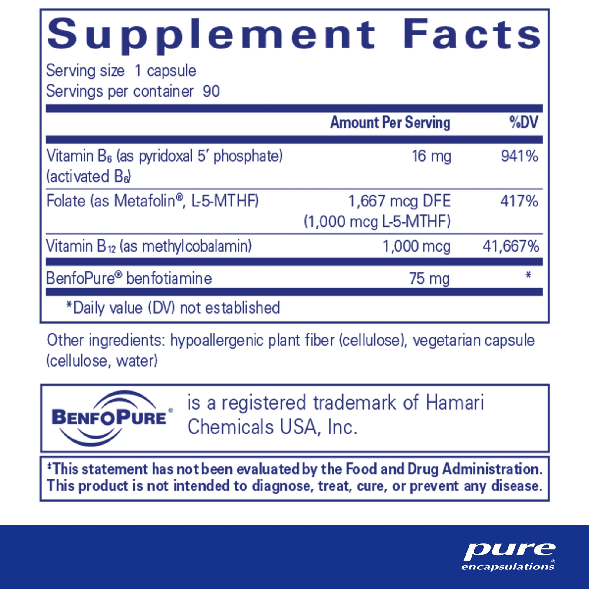 Etiqueta frontal MethylAssist cápsulas Pure Encapsulations