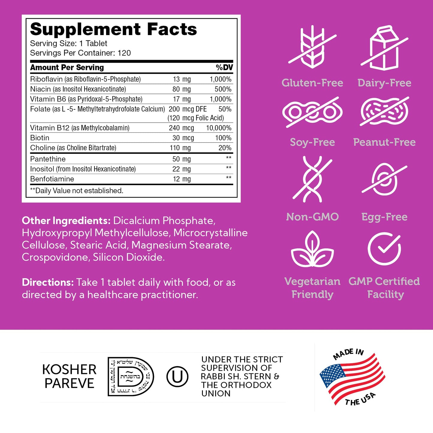 Etiqueta frontal Multivitaminas Zahler Complejo B