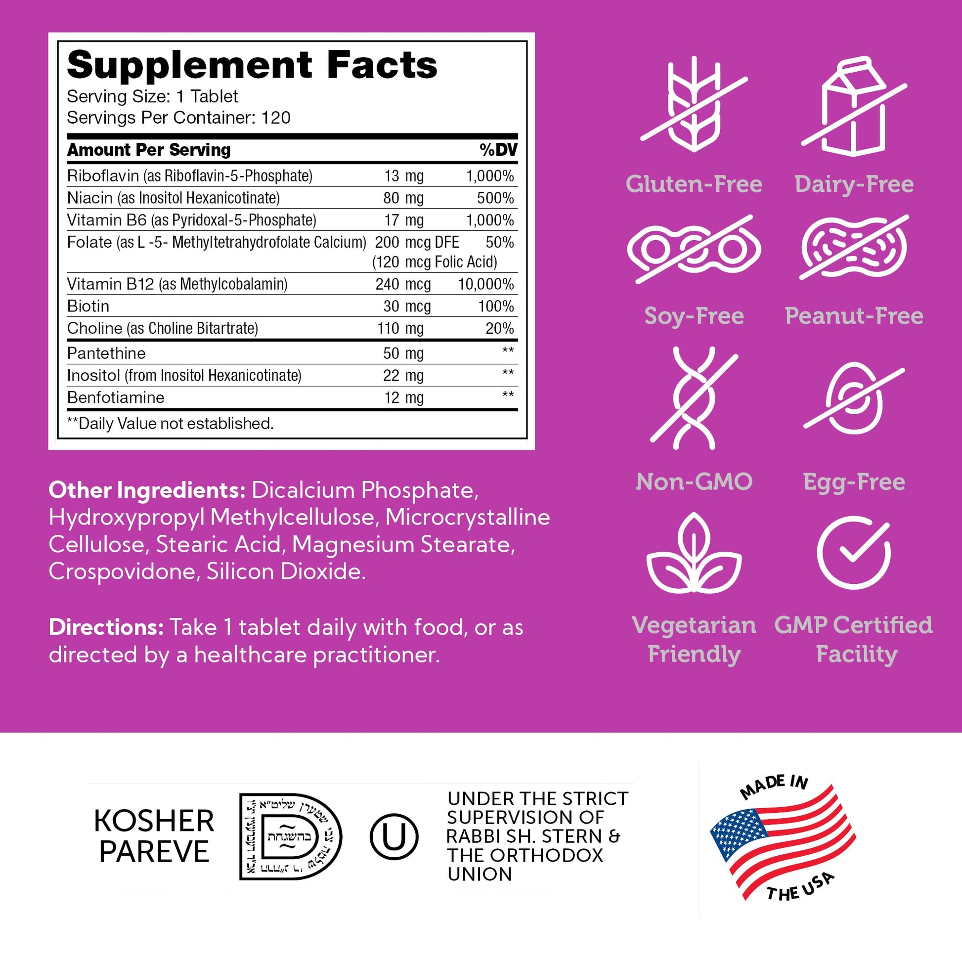 Etiqueta frontal Multivitaminas Zahler Complejo B