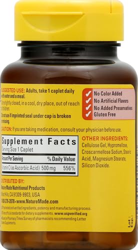 Etiqueta frontal Nature Made vitamina c 500 mg pack 4