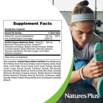Etiqueta frontal NaturesPlus vitamina D3 cápsulas veganas