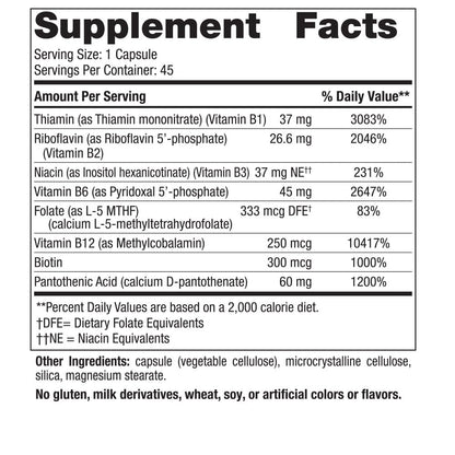 Etiqueta frontal Nordic Naturals vitamina B complejo alta pureza