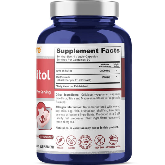 Etiqueta frontal NusaPure Mio-Inositol alta potencia