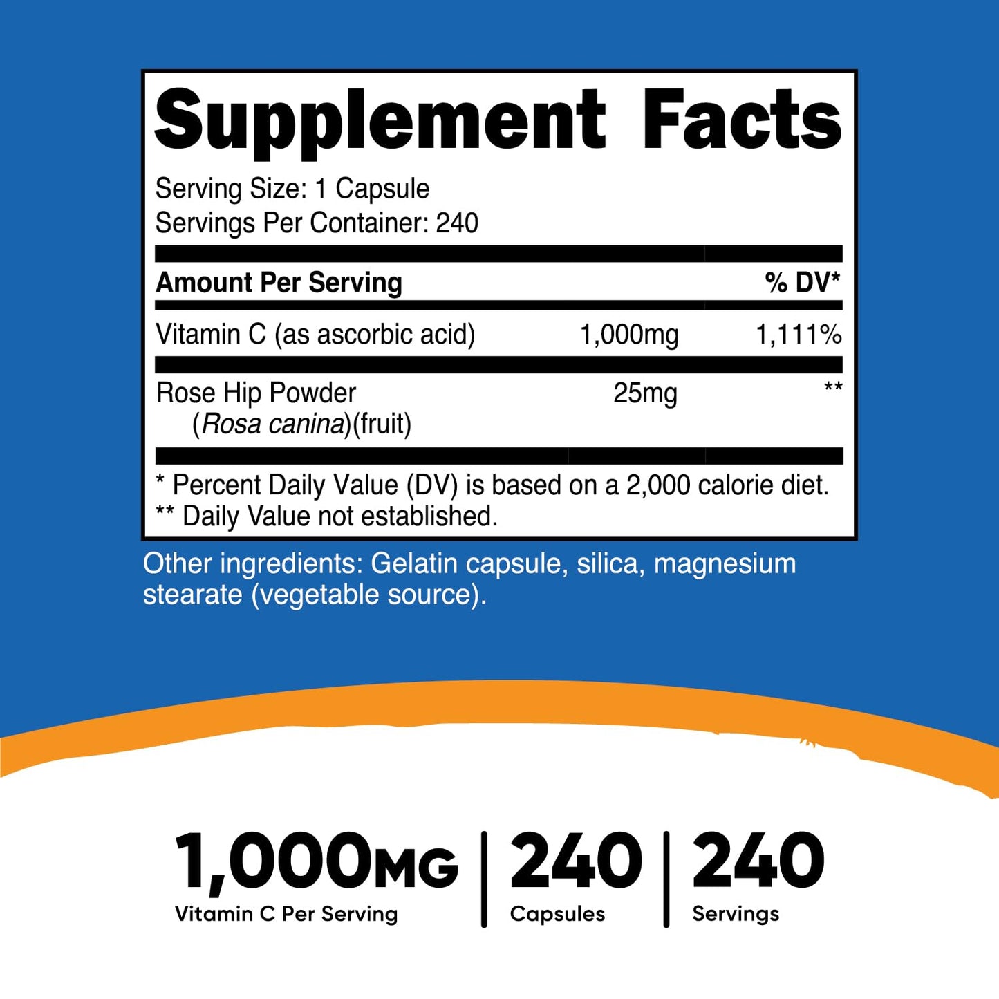 Etiqueta frontal Nutricost vitamina c escaramujo