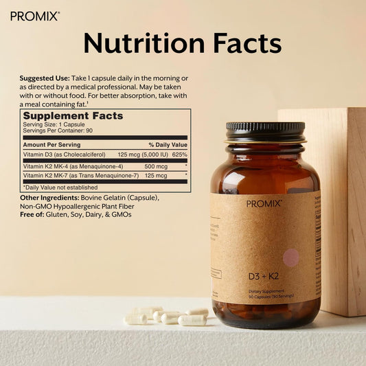 Etiqueta frontal suplemento Promix nutrición D3 K2
