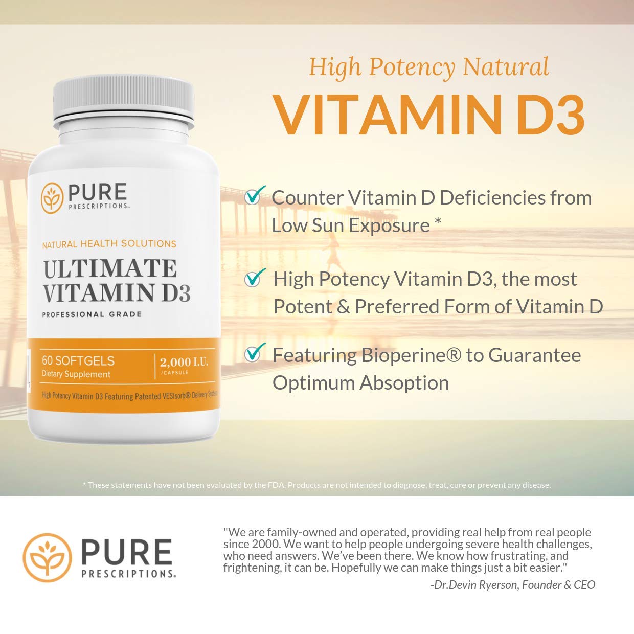 Etiqueta frontal Pure Prescriptions Ultimate vitamina d3 120 cápsulas