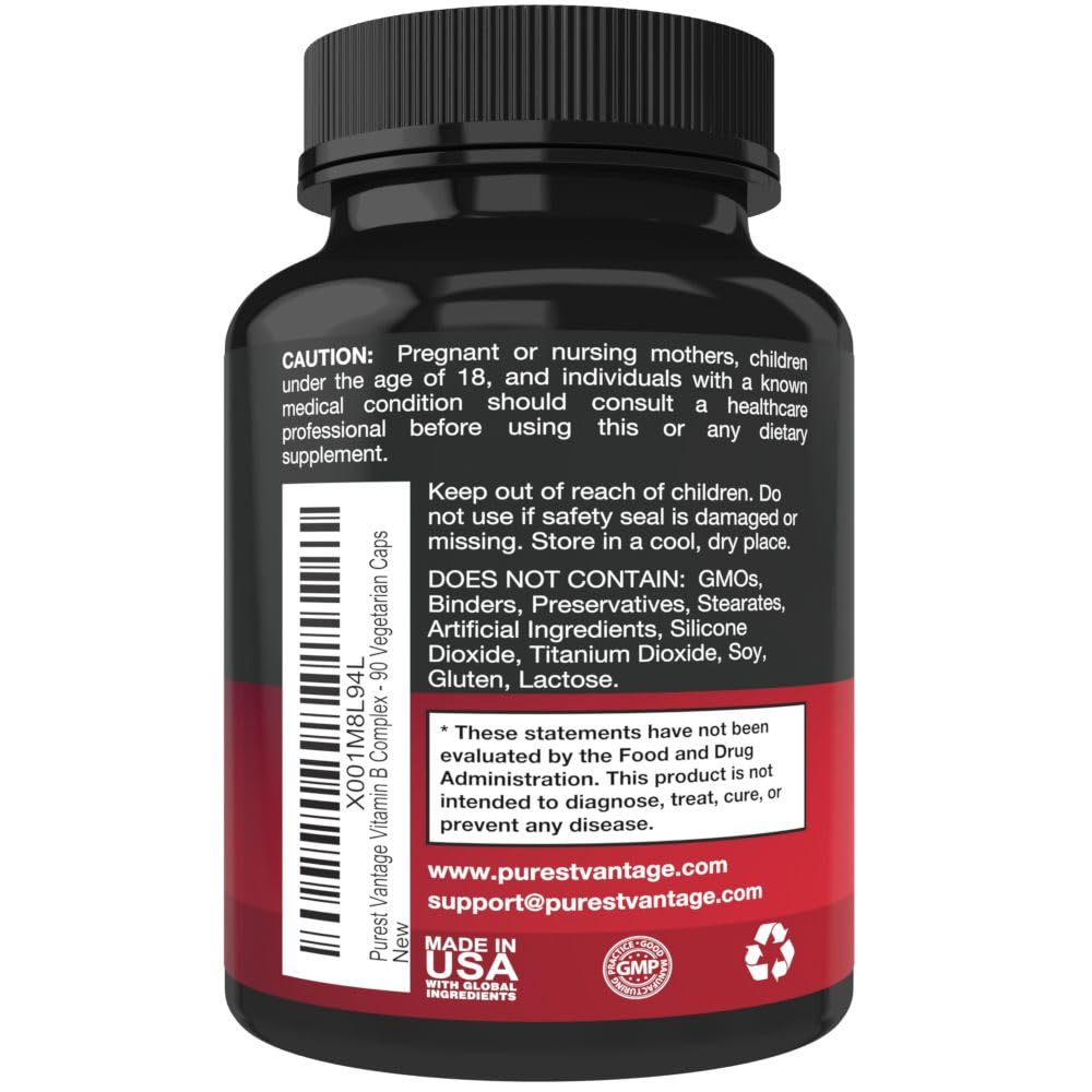 Etiqueta frontal Purest Vantage complejo vitamina B