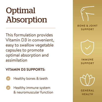 Etiqueta frontal Solgar Vitamina D3 5000 UI
