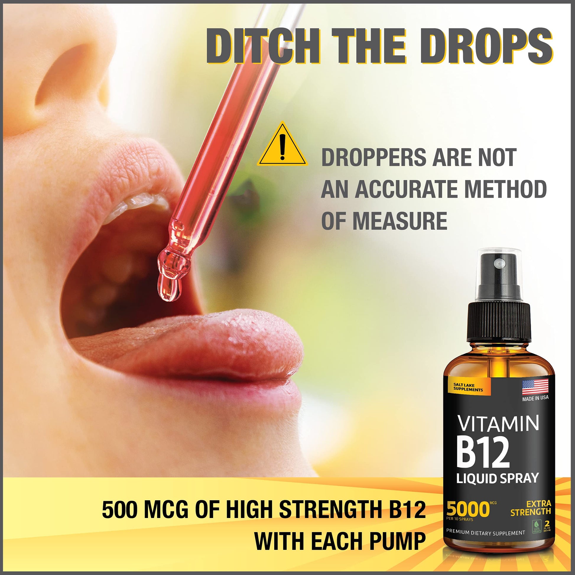Etiqueta frontal del spray vitamina B12 Salt Lake