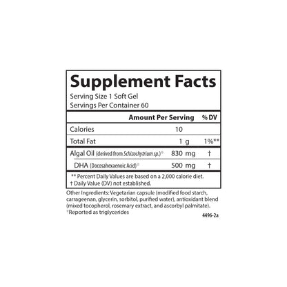 Etiqueta frontal suplemento Carlson DHA prenatal vegetariano