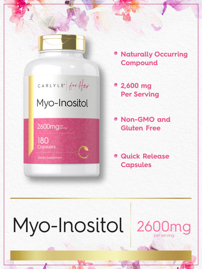 Etiqueta frontal suplemento mio-inositol 2600 mg Carlyle