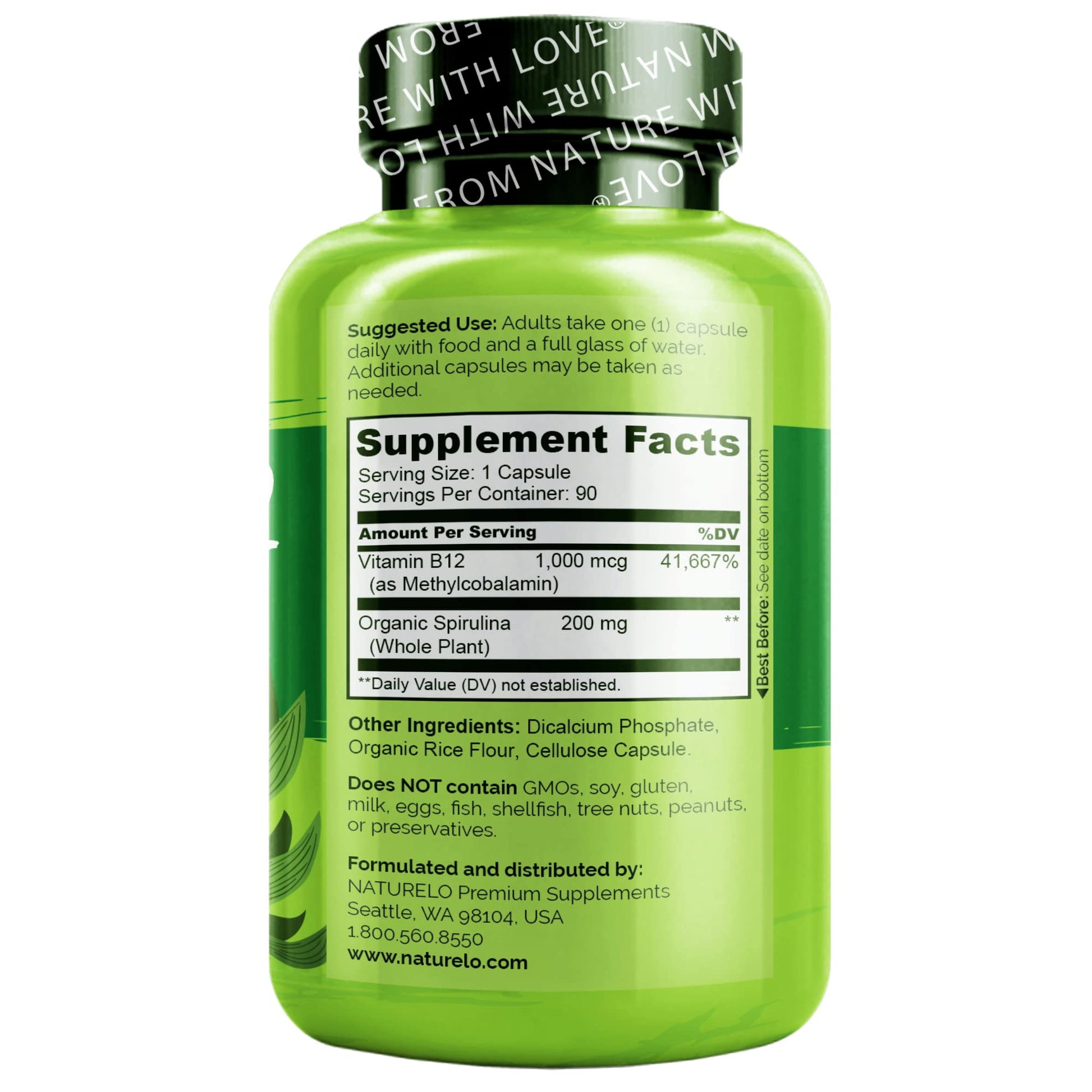 Etiqueta frontal suplemento vitaminico naturelo b12 vegano