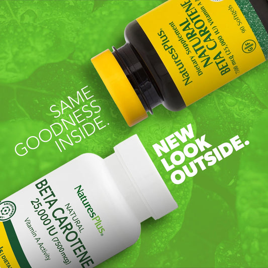 Etiqueta frontal suplemento Natures Plus Beta-Caroteno